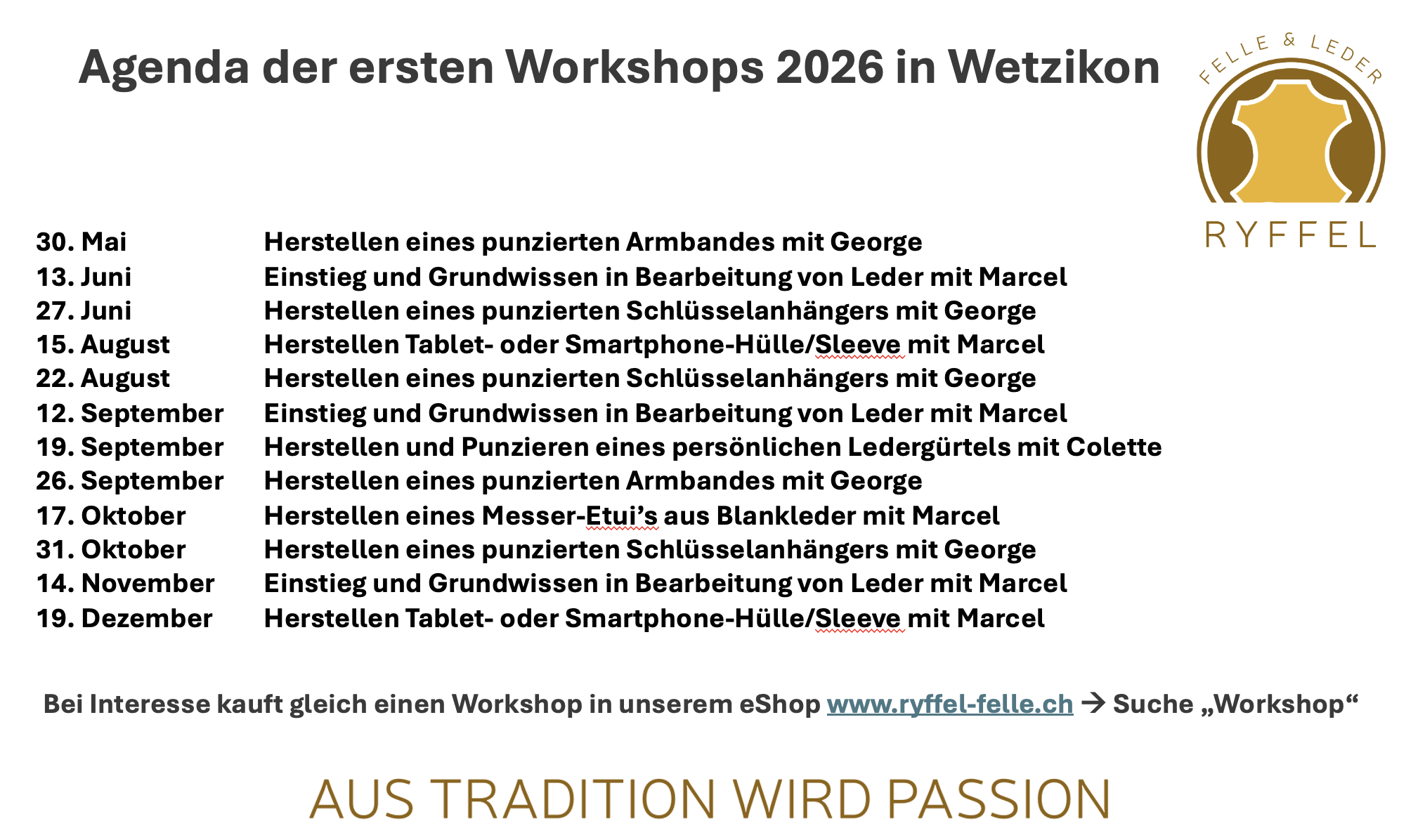 Sucht nach "Workshop", sichert euren Platz und legt den gewünschten Workshop in den Warenkorb, neu heute